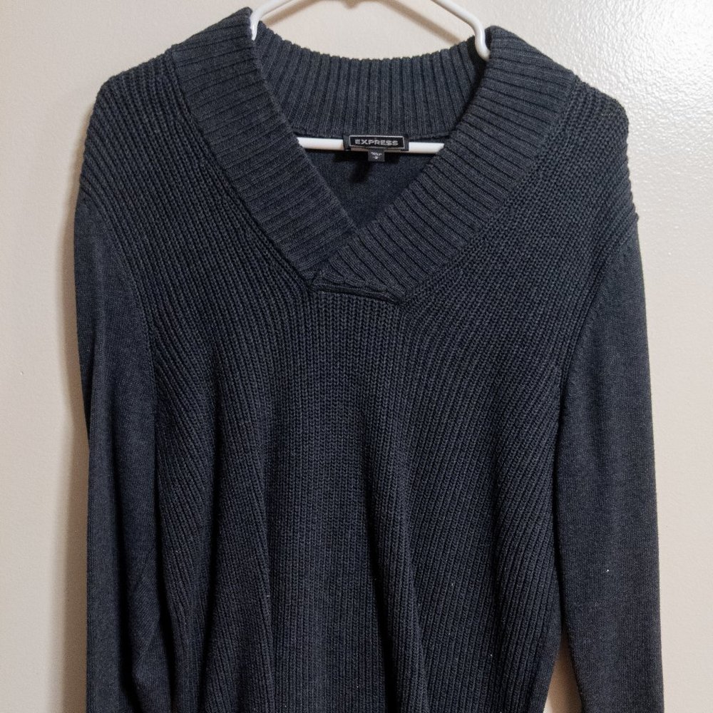 Grey Express Shawl Neck Sweater - M